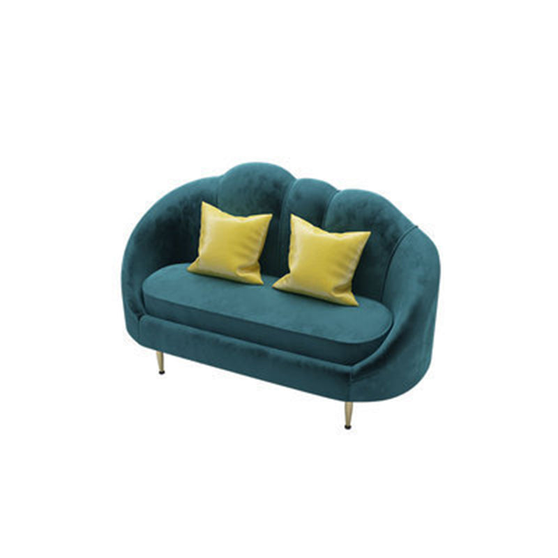 Contemporary Velvet Sofa with Slopped Arm and Tight Back for Apartment
