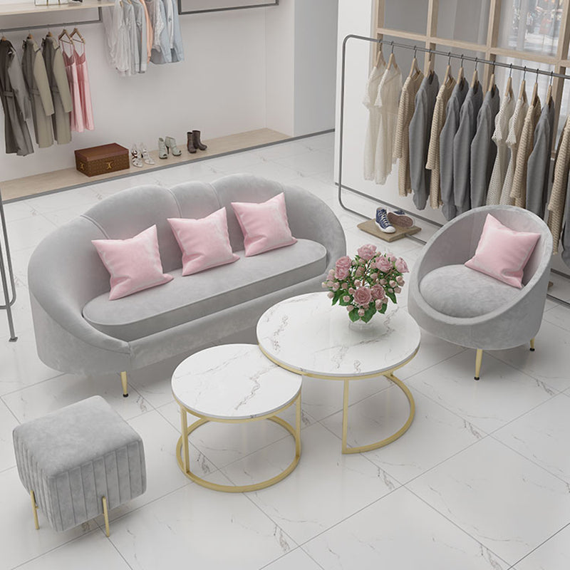 Contemporary Velvet Sofa with Slopped Arm and Tight Back for Apartment