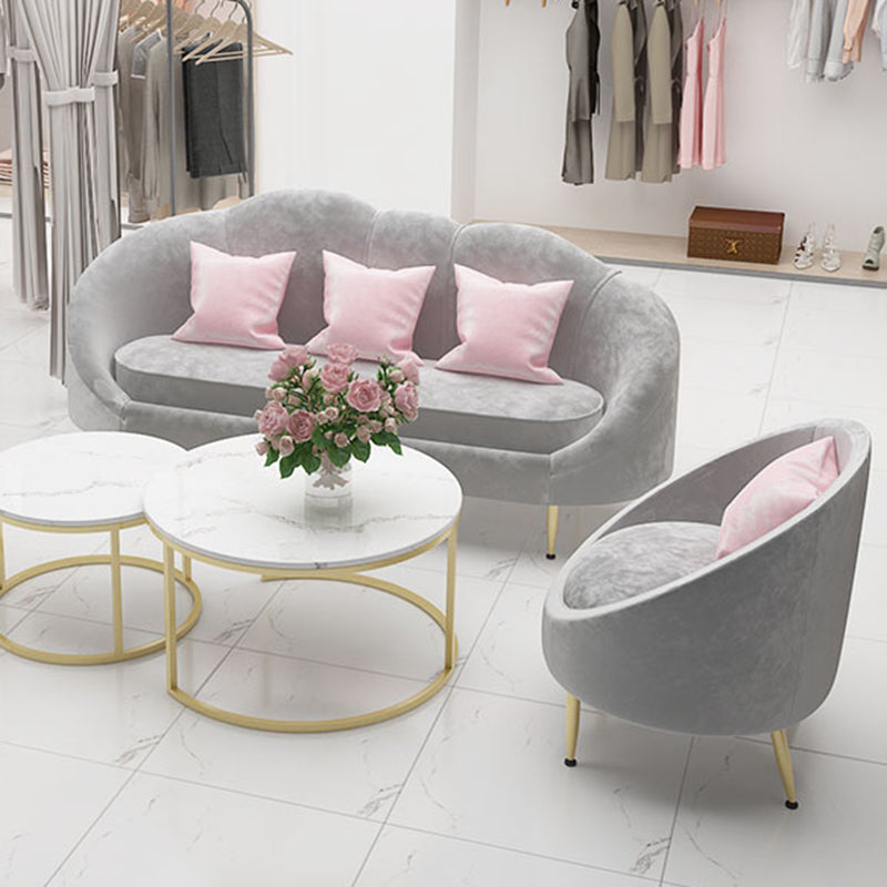 Contemporary Velvet Sofa with Slopped Arm and Tight Back for Apartment