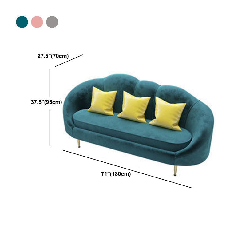 Contemporary Velvet Sofa with Slopped Arm and Tight Back for Apartment