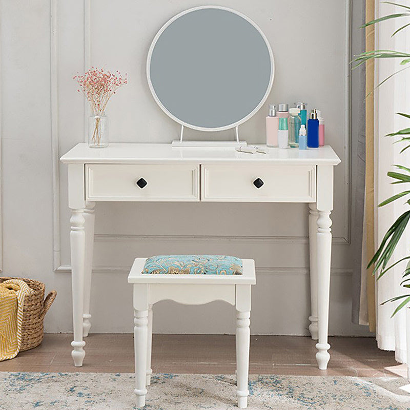 White Solid Wood Vanity Dressing Table Set Bedroom Make-up Vanity Table - 30.7" H
