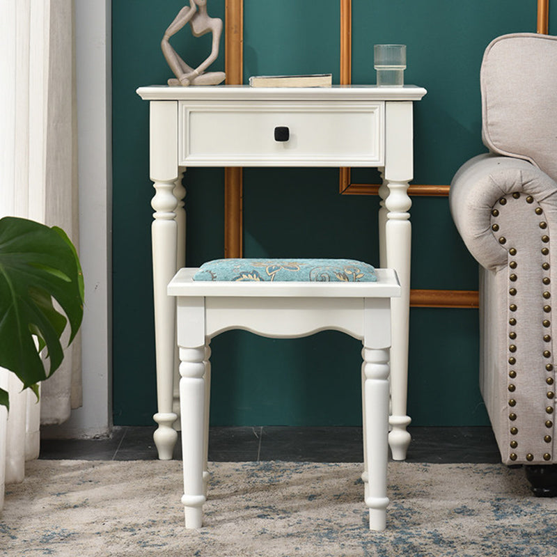 White Solid Wood Vanity Dressing Table Set Bedroom Make-up Vanity Table - 30.7" H