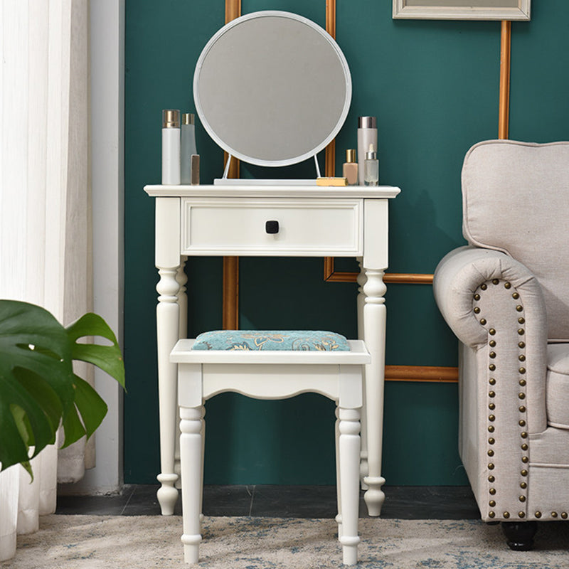 White Solid Wood Vanity Dressing Table Set Bedroom Make-up Vanity Table - 30.7" H