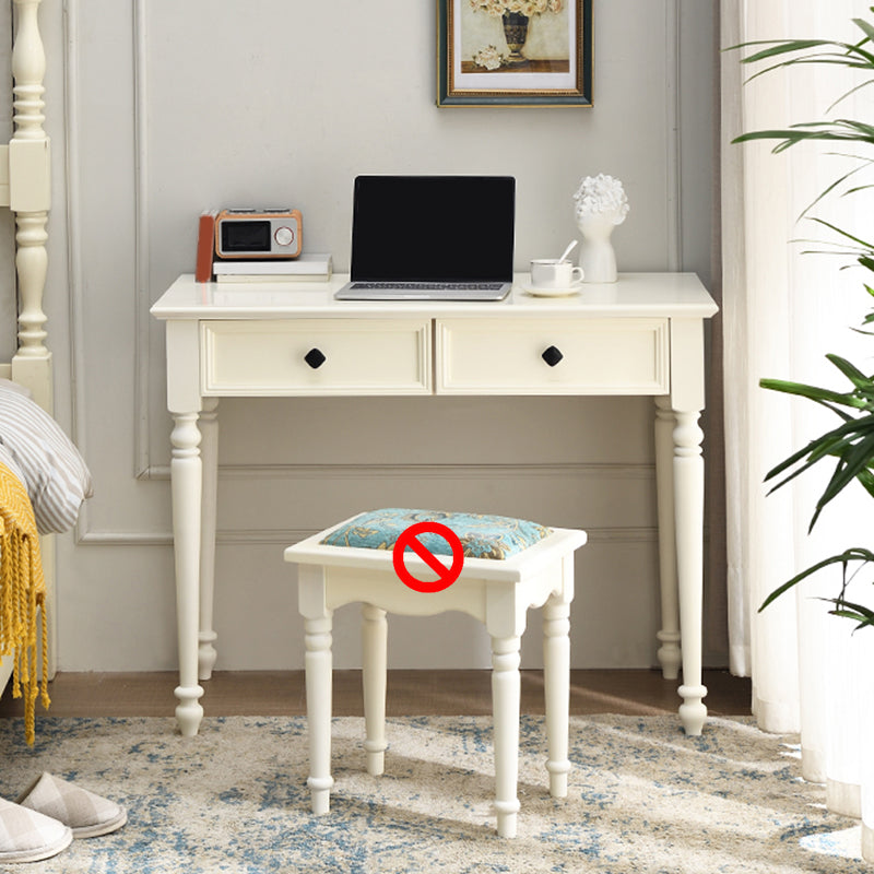 White Solid Wood Vanity Dressing Table Set Bedroom Make-up Vanity Table - 30.7" H