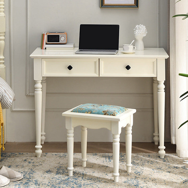 White Solid Wood Vanity Dressing Table Set Bedroom Make-up Vanity Table - 30.7" H