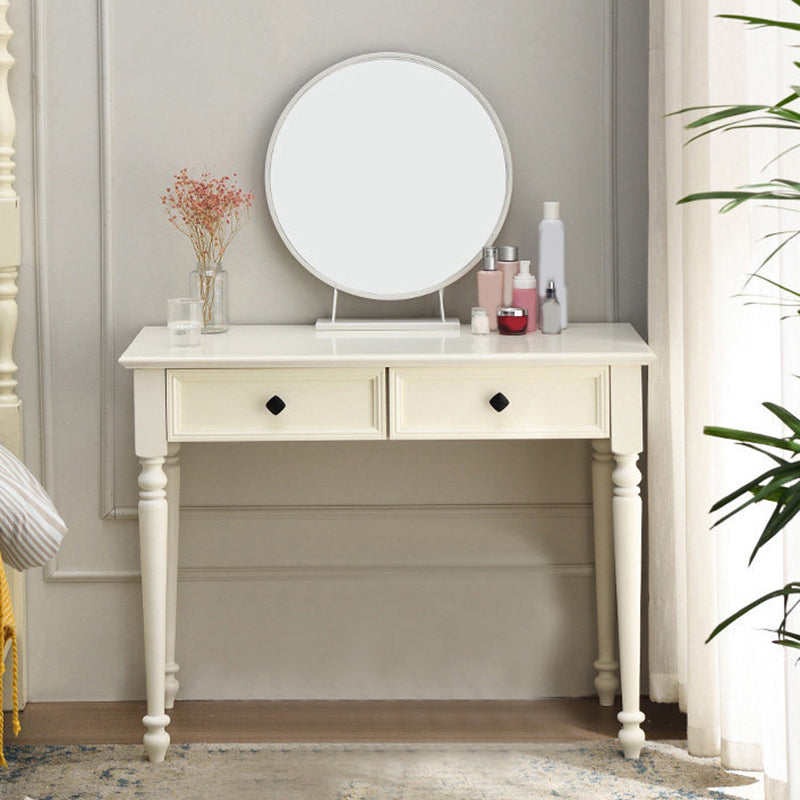White Solid Wood Vanity Dressing Table Set Bedroom Make-up Vanity Table - 30.7" H