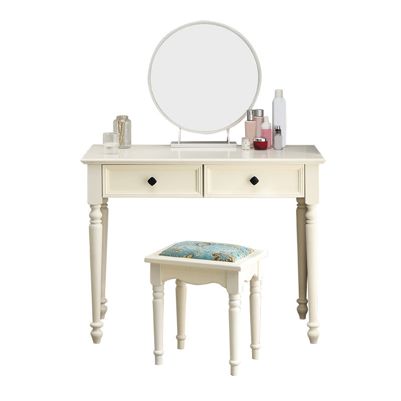White Solid Wood Vanity Dressing Table Set Bedroom Make-up Vanity Table - 30.7" H
