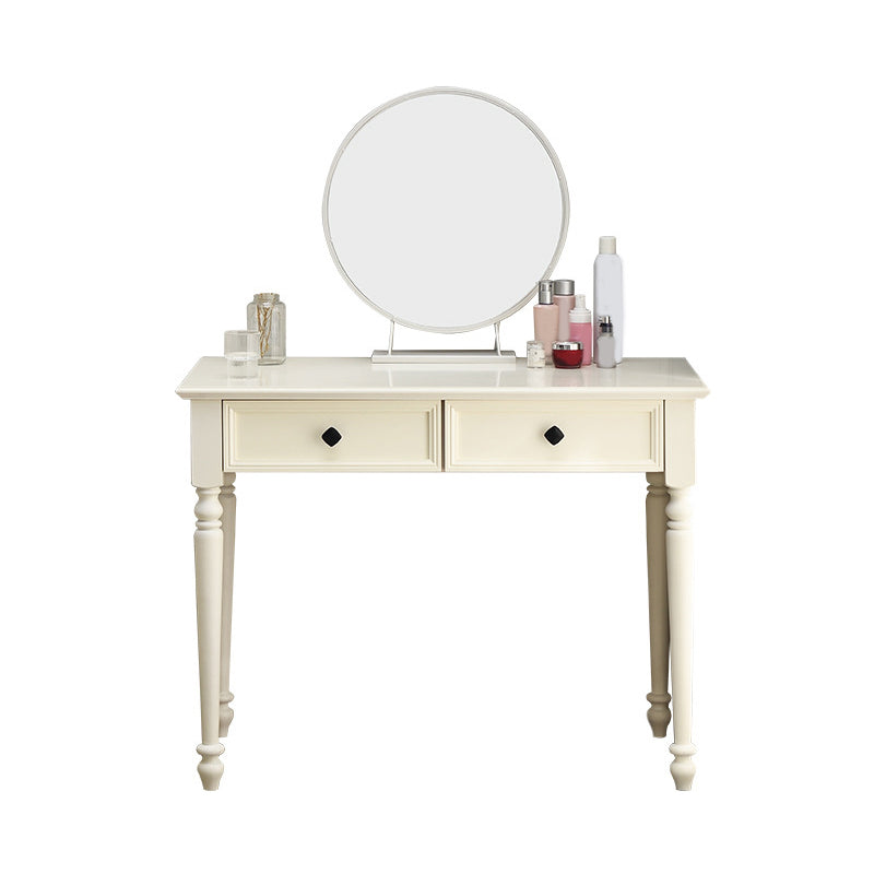 White Solid Wood Vanity Dressing Table Set Bedroom Make-up Vanity Table - 30.7" H