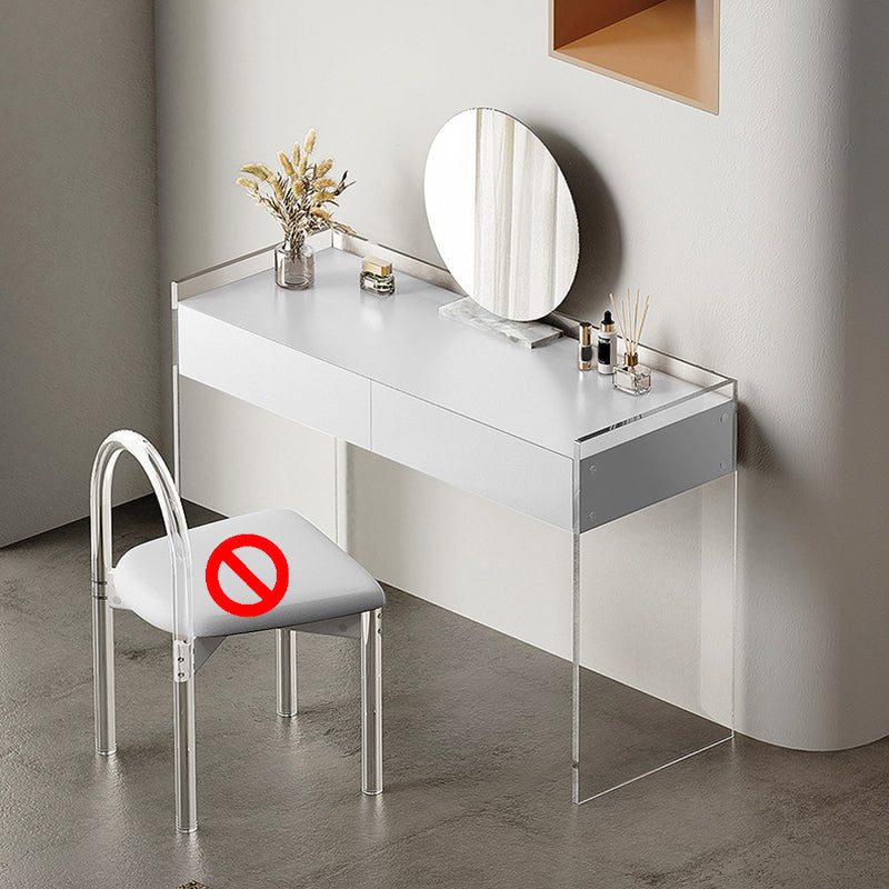 Contemporary 2 Drawers Vanity Table with Mirror & Stool Clear Acrylic Vanity Table Set