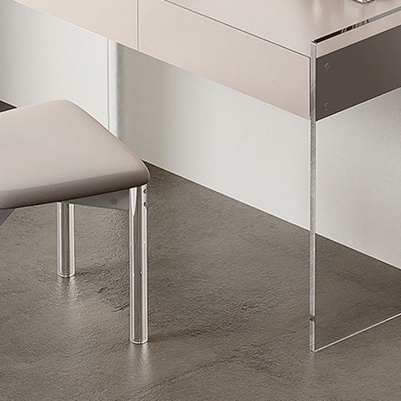 Contemporary 2 Drawers Vanity Table with Mirror & Stool Clear Acrylic Vanity Table Set