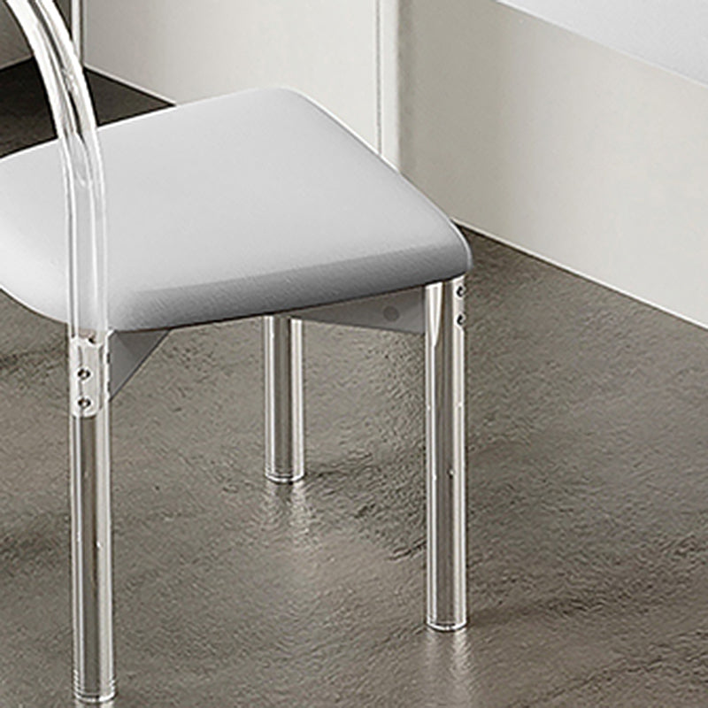 Contemporary 2 Drawers Vanity Table with Mirror & Stool Clear Acrylic Vanity Table Set