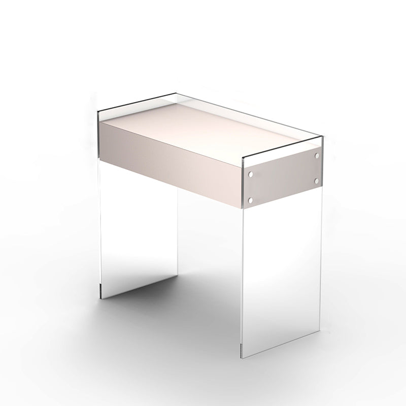 Contemporary 2 Drawers Vanity Table with Mirror & Stool Clear Acrylic Vanity Table Set