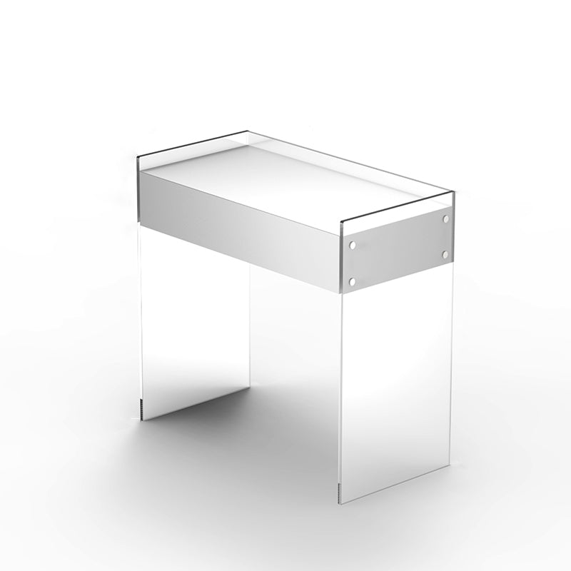 Contemporary 2 Drawers Vanity Table with Mirror & Stool Clear Acrylic Vanity Table Set