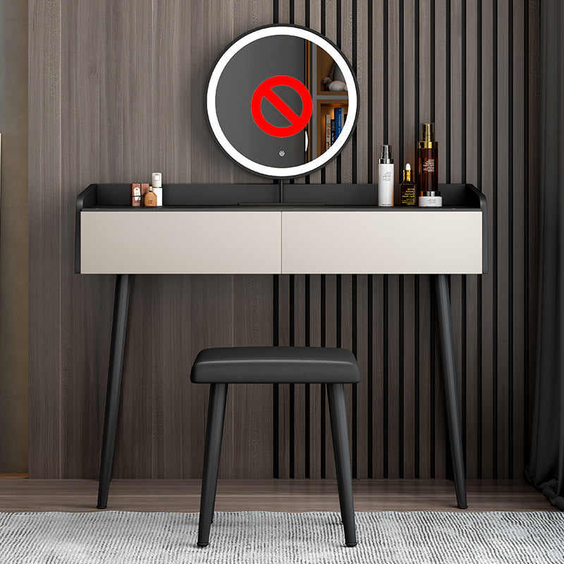 Contemporary Stone Makeup Dressing Table 2-Drawer Vanity Table Set