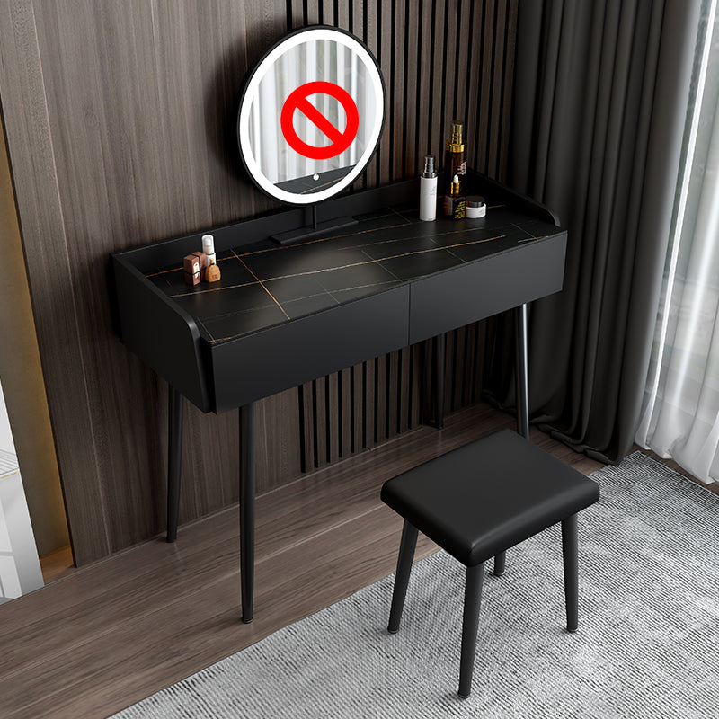 Contemporary Stone Makeup Dressing Table 2-Drawer Vanity Table Set