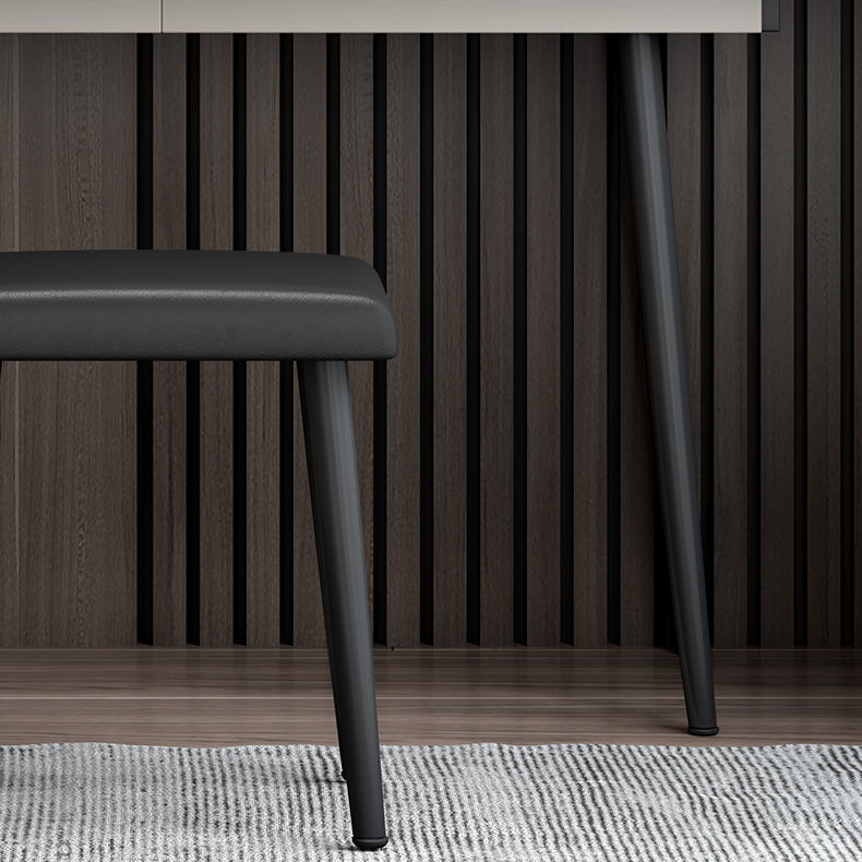 Contemporary Stone Makeup Dressing Table 2-Drawer Vanity Table Set