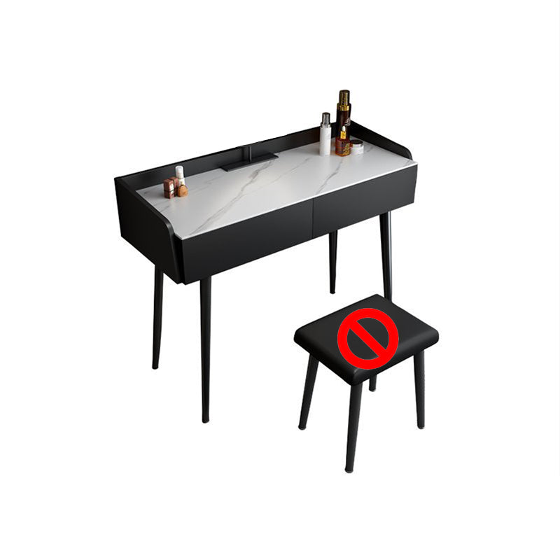 Contemporary Stone Makeup Dressing Table 2-Drawer Vanity Table Set