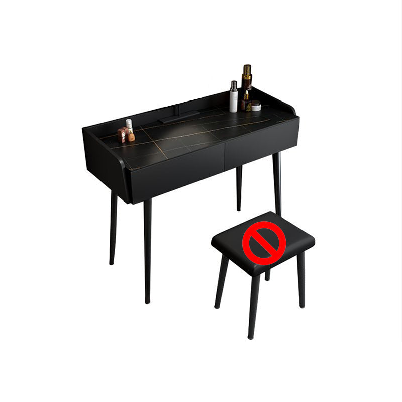 Contemporary Stone Makeup Dressing Table 2-Drawer Vanity Table Set