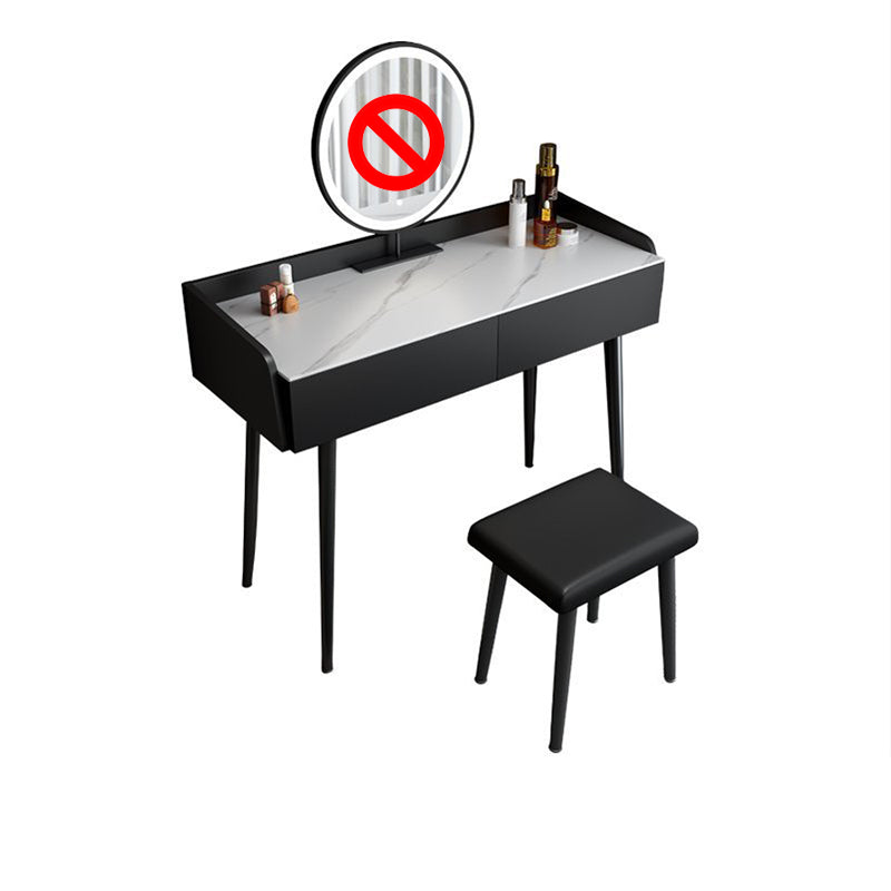 Contemporary Stone Makeup Dressing Table 2-Drawer Vanity Table Set