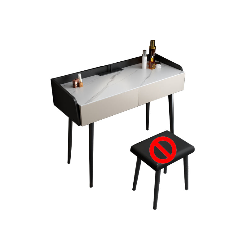 Contemporary Stone Makeup Dressing Table 2-Drawer Vanity Table Set