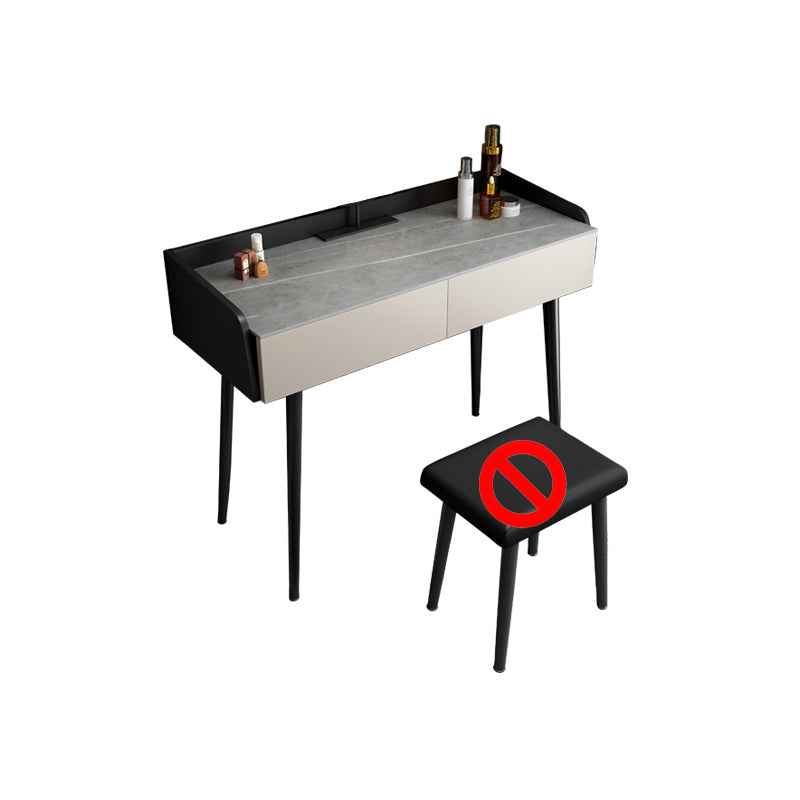 Contemporary Stone Makeup Dressing Table 2-Drawer Vanity Table Set