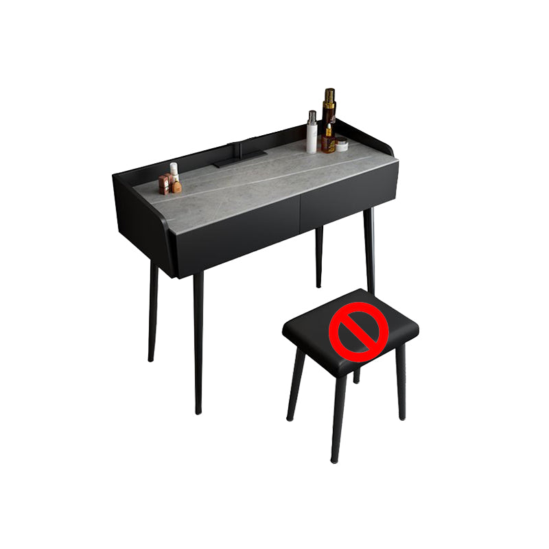 Contemporary Stone Makeup Dressing Table 2-Drawer Vanity Table Set