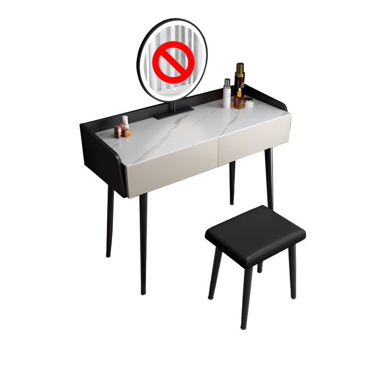 Contemporary Stone Makeup Dressing Table 2-Drawer Vanity Table Set