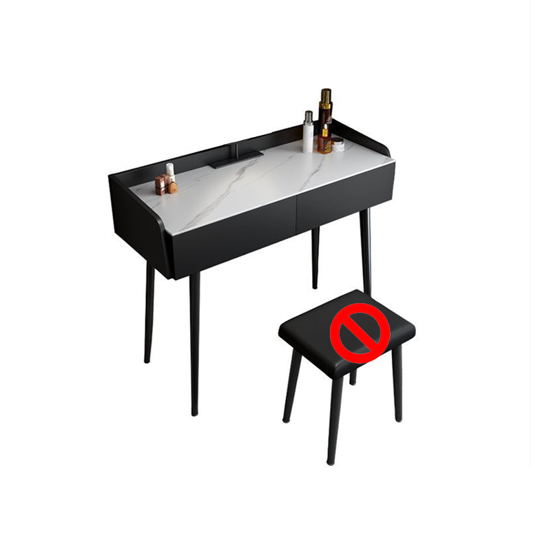 Contemporary Stone Makeup Dressing Table 2-Drawer Vanity Table Set