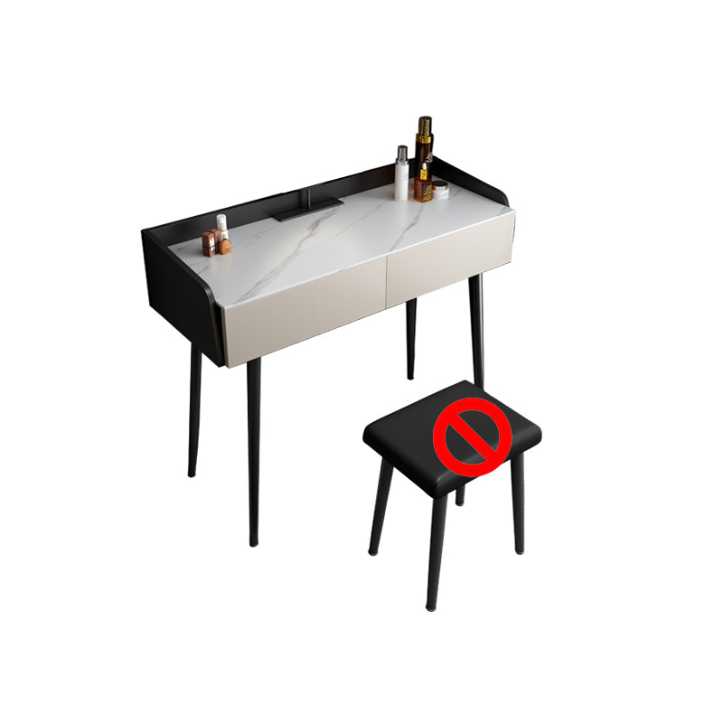 Contemporary Stone Makeup Dressing Table 2-Drawer Vanity Table Set