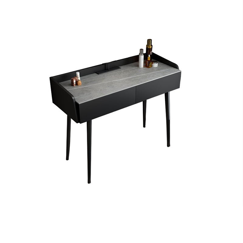 Contemporary Stone Makeup Dressing Table 2-Drawer Vanity Table Set