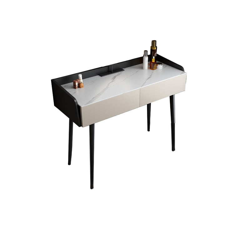 Contemporary Stone Makeup Dressing Table 2-Drawer Vanity Table Set