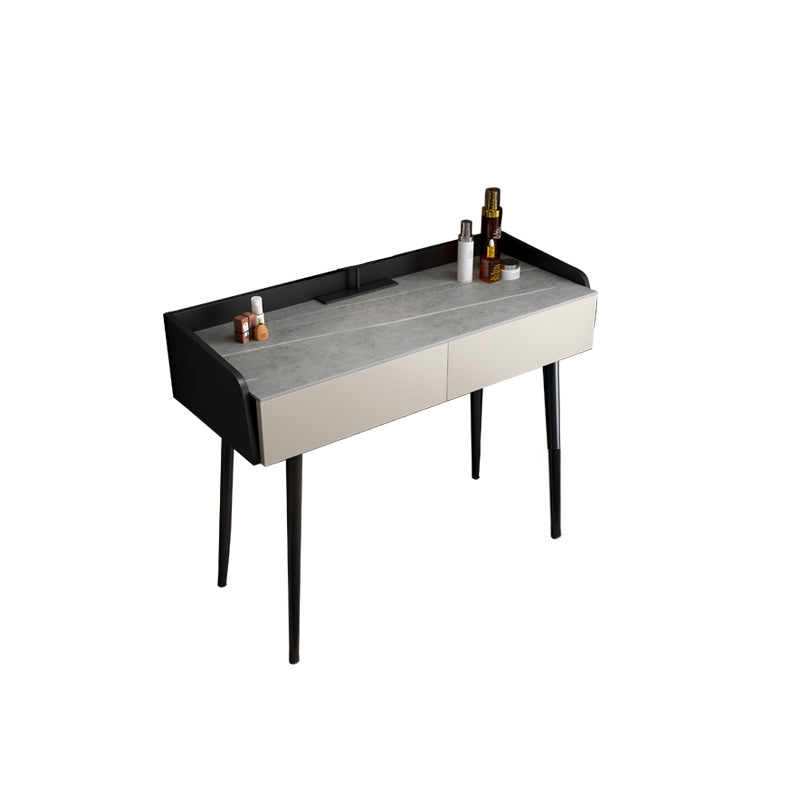 Contemporary Stone Makeup Dressing Table 2-Drawer Vanity Table Set