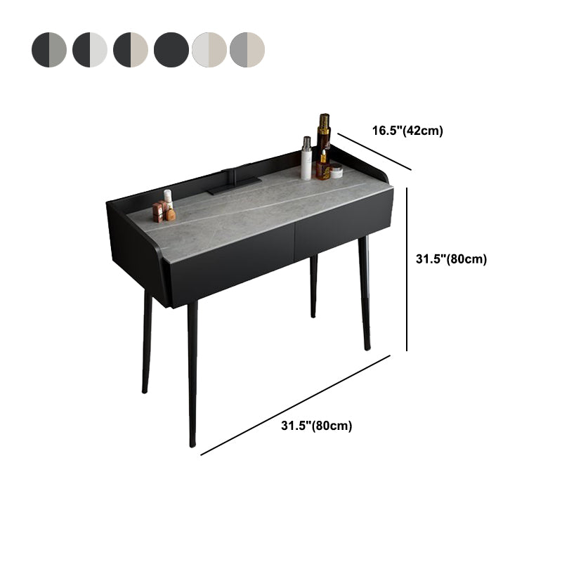 Contemporary Stone Makeup Dressing Table 2-Drawer Vanity Table Set
