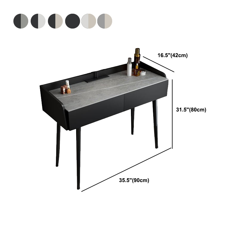 Contemporary Stone Makeup Dressing Table 2-Drawer Vanity Table Set