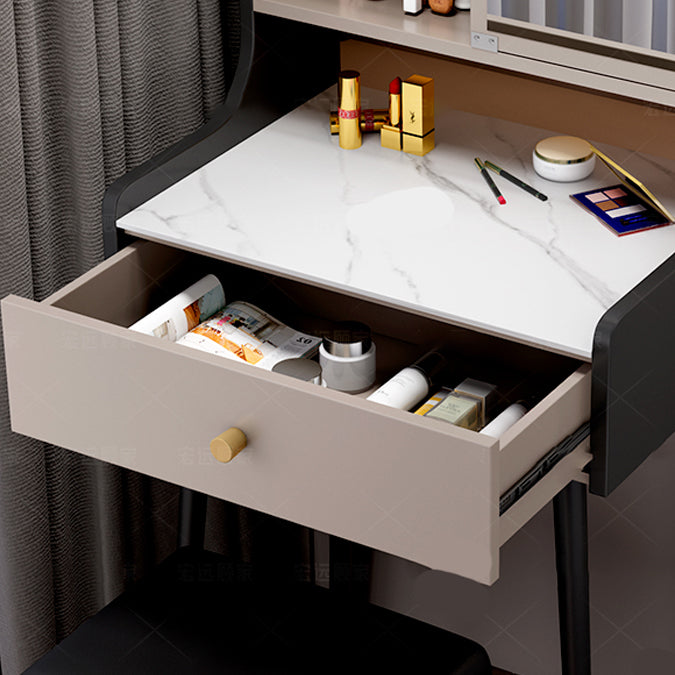 1-Drawer Stone Top Vanity Set Contemporary 35.15" H Makeup Dressing Table