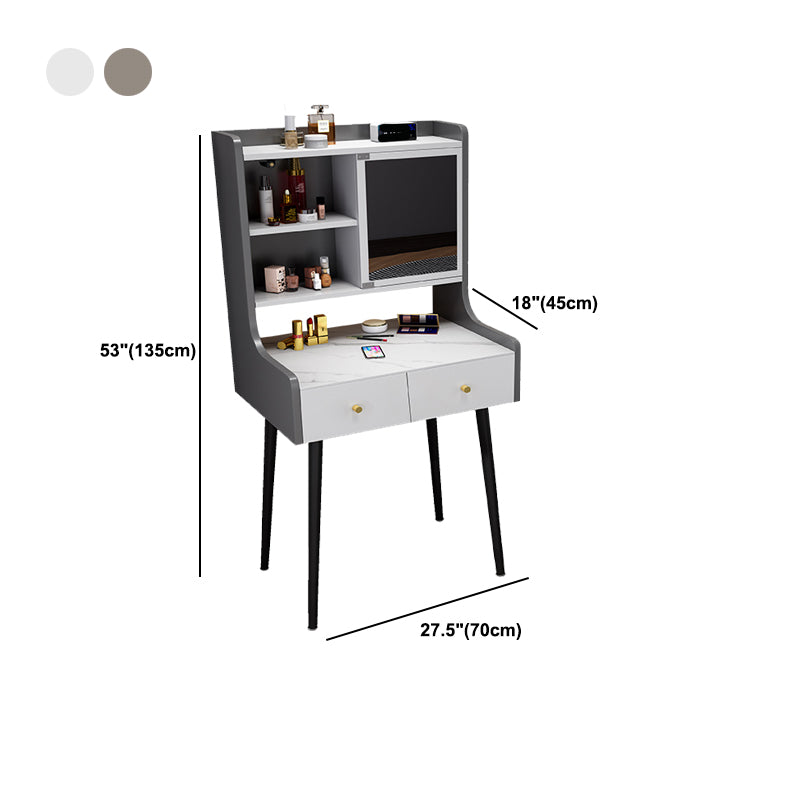 1-Drawer Stone Top Vanity Set Contemporary 35.15" H Makeup Dressing Table