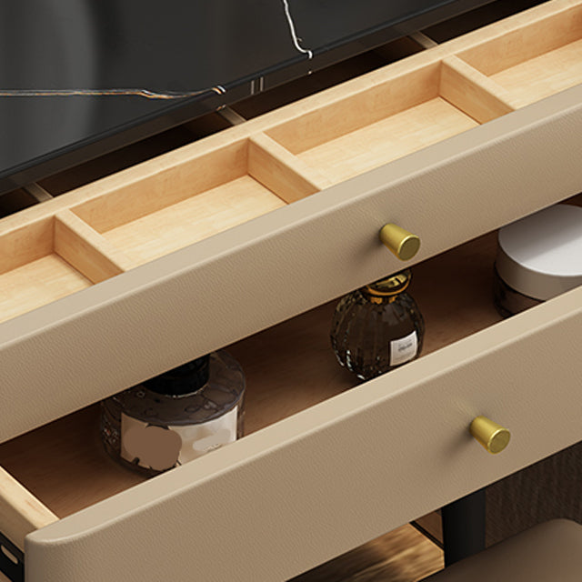 Contemporary Stone Dressing Table 31.1-In High Makeup Vanity Table with Stool