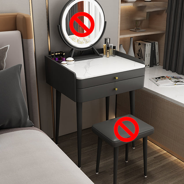 Contemporary Stone Dressing Table 31.1-In High Makeup Vanity Table with Stool