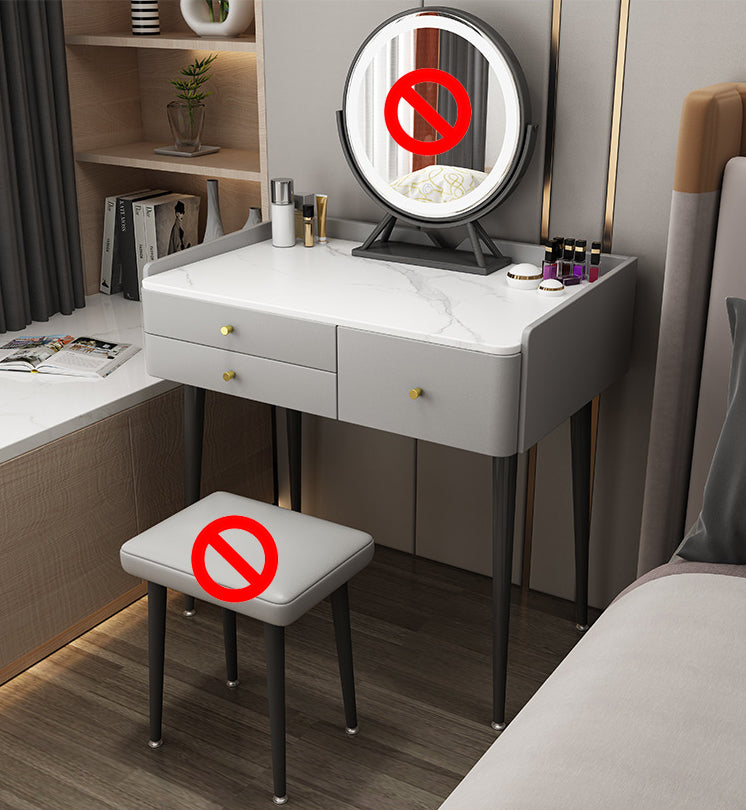 Contemporary Stone Dressing Table 31.1-In High Makeup Vanity Table with Stool