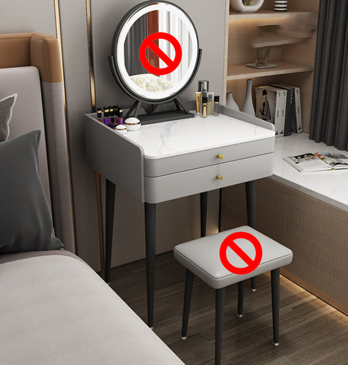 Contemporary Stone Dressing Table 31.1-In High Makeup Vanity Table with Stool