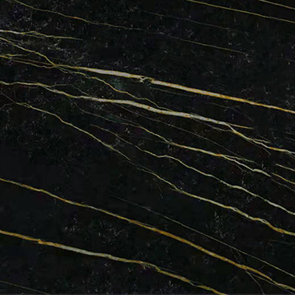 Industrial Sintered Stone Table for Restaurant Rectangle Black Table with Trestle Base