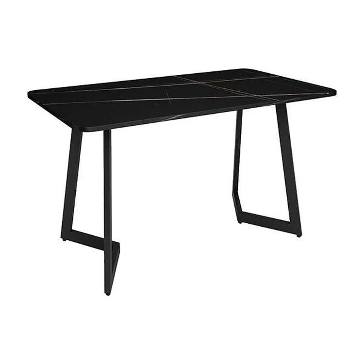 Black Sintered Stone Dining Table Industrial Metal Base Dining Table