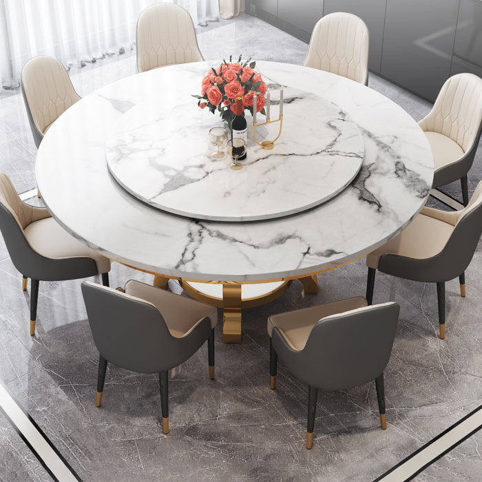 Metal Traditional Luxury Round Table Marble Top Table with Storage