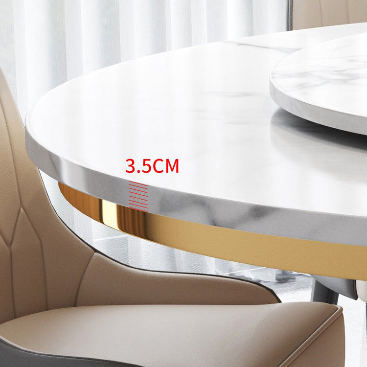 Metal Traditional Luxury Round Table Marble Top Table with Storage