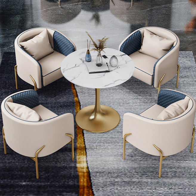 Sintered Stone White Dining Table Luxury Tulip Base Table for Dining Room