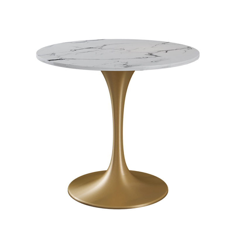 Sintered Stone White Dining Table Luxury Tulip Base Table for Dining Room