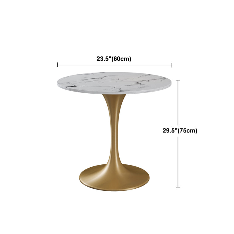 Sintered Stone White Dining Table Luxury Tulip Base Table for Dining Room