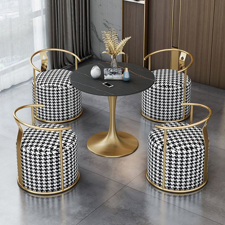 Round Tulip Base Luxury Table Black Fixed Table with Sintered Stone