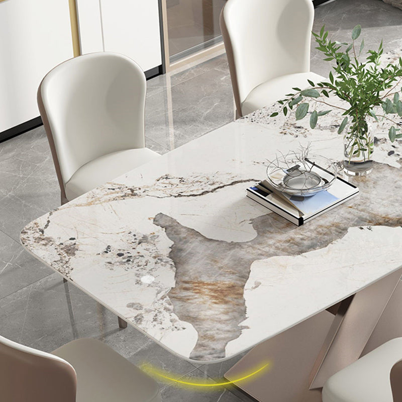 Sintered Stone Dining Table Traditional Luxury Rectangle Table with Pedestal Base