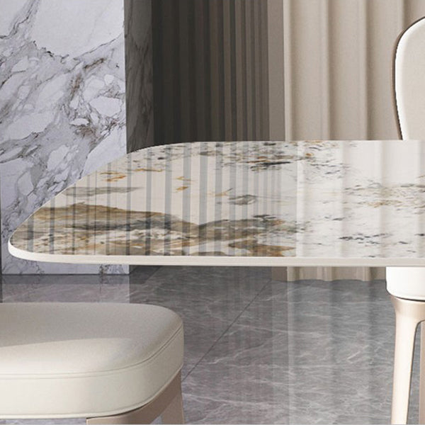 Sintered Stone Dining Table Traditional Luxury Rectangle Table with Pedestal Base